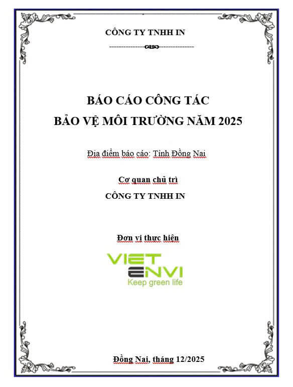 Báo cáo công tác bảo vệ môi trường năm 2025