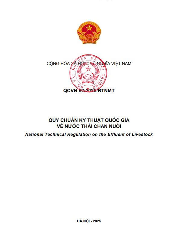QCVN 62:2025/BTNMT quy chuẩn kỹ thuật quốc gia về nước thải chăn nuôi
